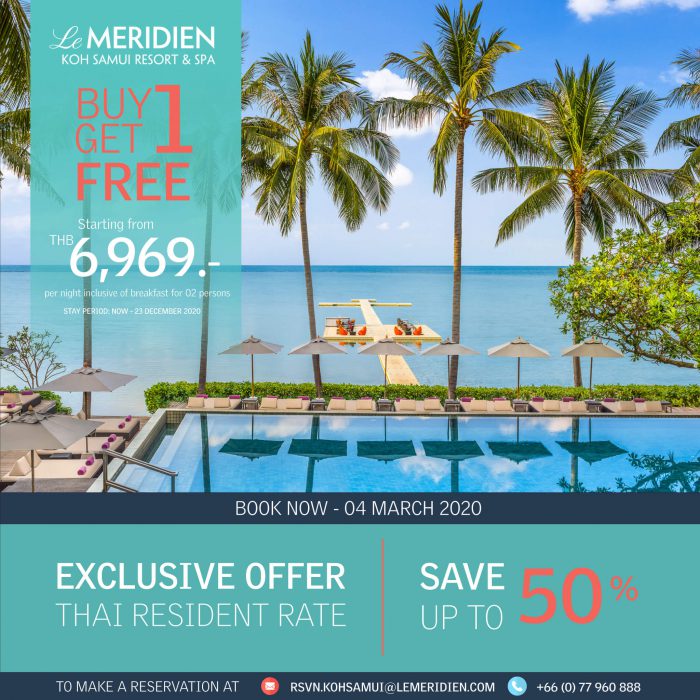 Buy 1 Get 1 Free Promo Le Meridien Koh Samui