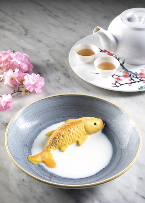 Chilled Mango pudding in fish shape