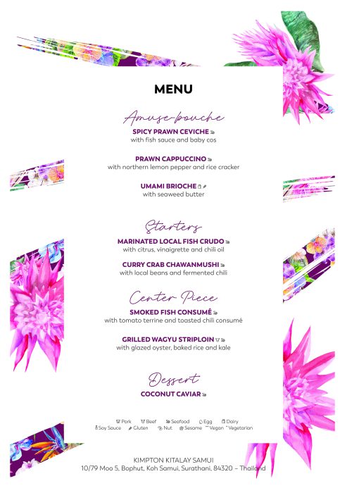 Kimpton Kitalay Samui Celebrates Turning One Menu